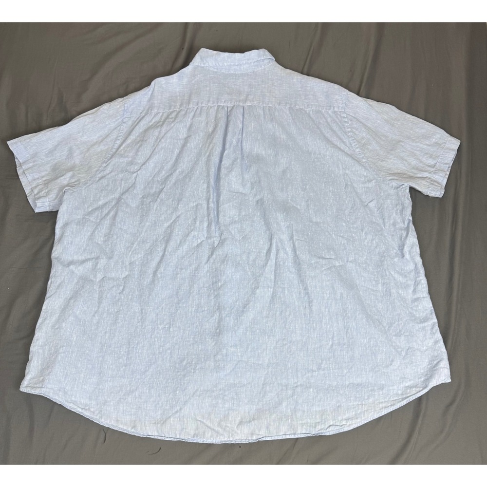 Brooks Brothers Baird McNutt Irish Linen Short Sleeve Shirt Blue 3XL Casual - Picture 12 of 15